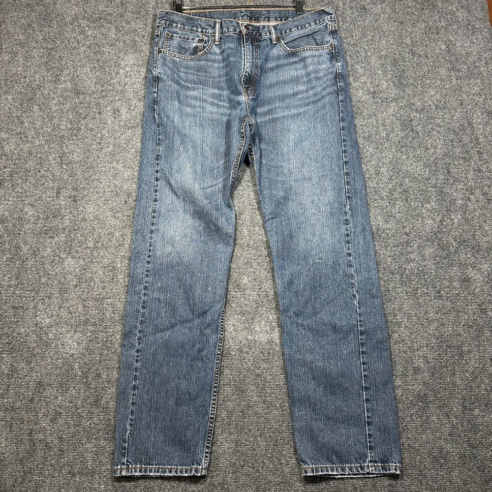 Levis 505 Jeans Mens 36 Regular Fit Cotton Straight Leg Pockets Logo